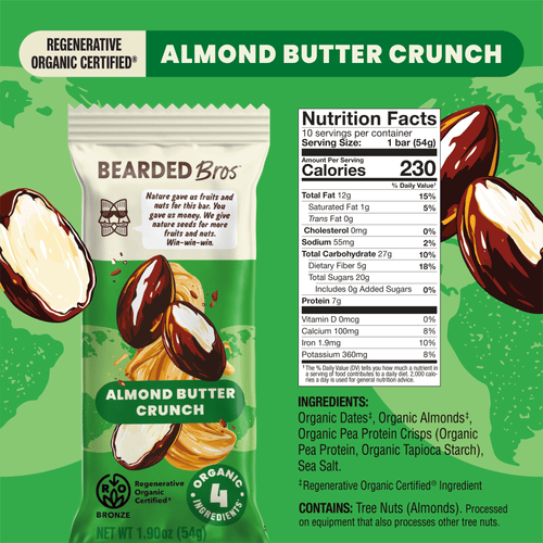 Almond Butter Crunch Regenerative Organic Certified® - 30 Pack - Bearded Brothers