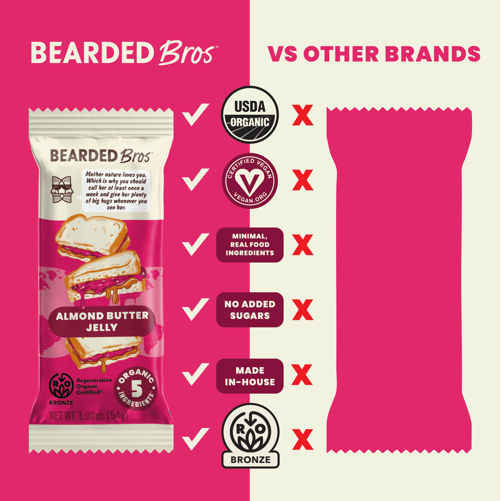 Almond Butter Jelly Regenerative Organic Certified® - 30 Pack - Bearded Brothers