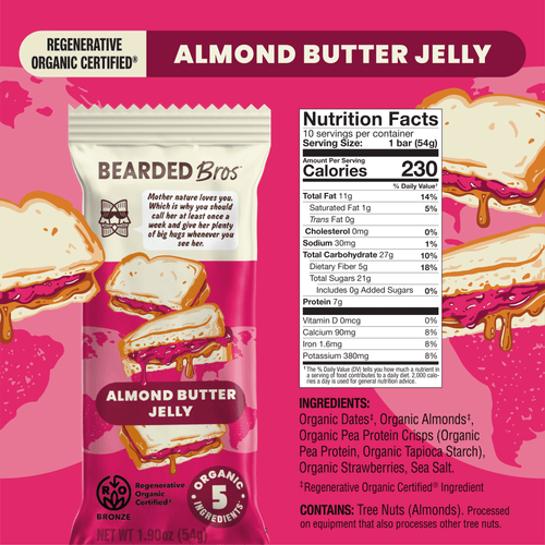 Almond Butter Jelly Regenerative Organic Certified® - 30 Pack - Bearded Brothers